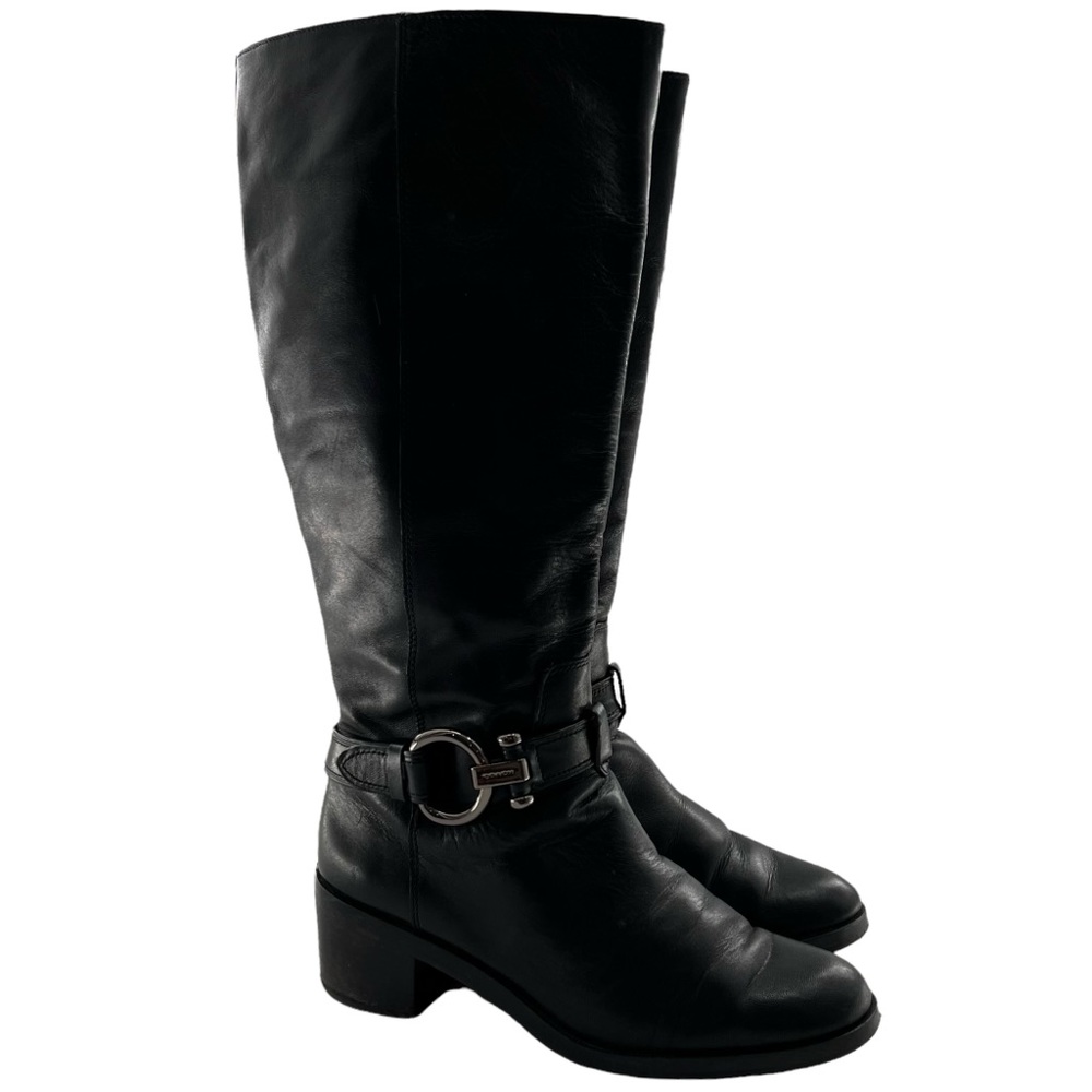 Coach Carolina Black Leather Extended Wide Calf Tall Boot Size 8.5